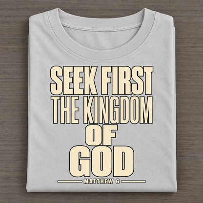 Seek First The Kingdom Plain Gospel Classic T-shirt – Grey