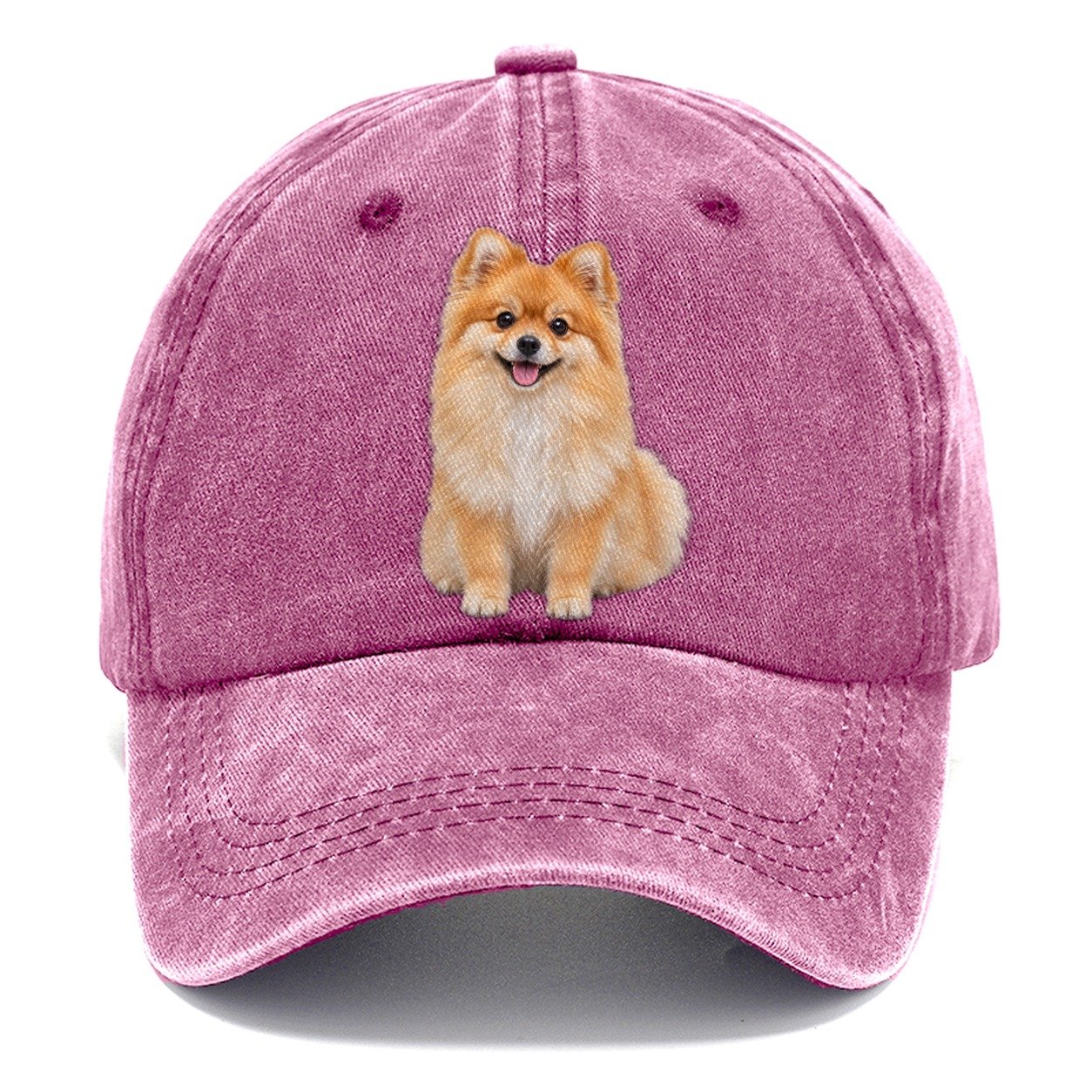 Pomeranian Sitting Top Breeds Classic Cap – Dusty Rose