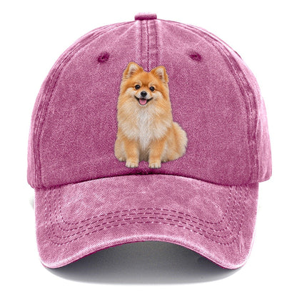 Pomeranian Sitting Top Breeds Classic Cap – Dusty Rose
