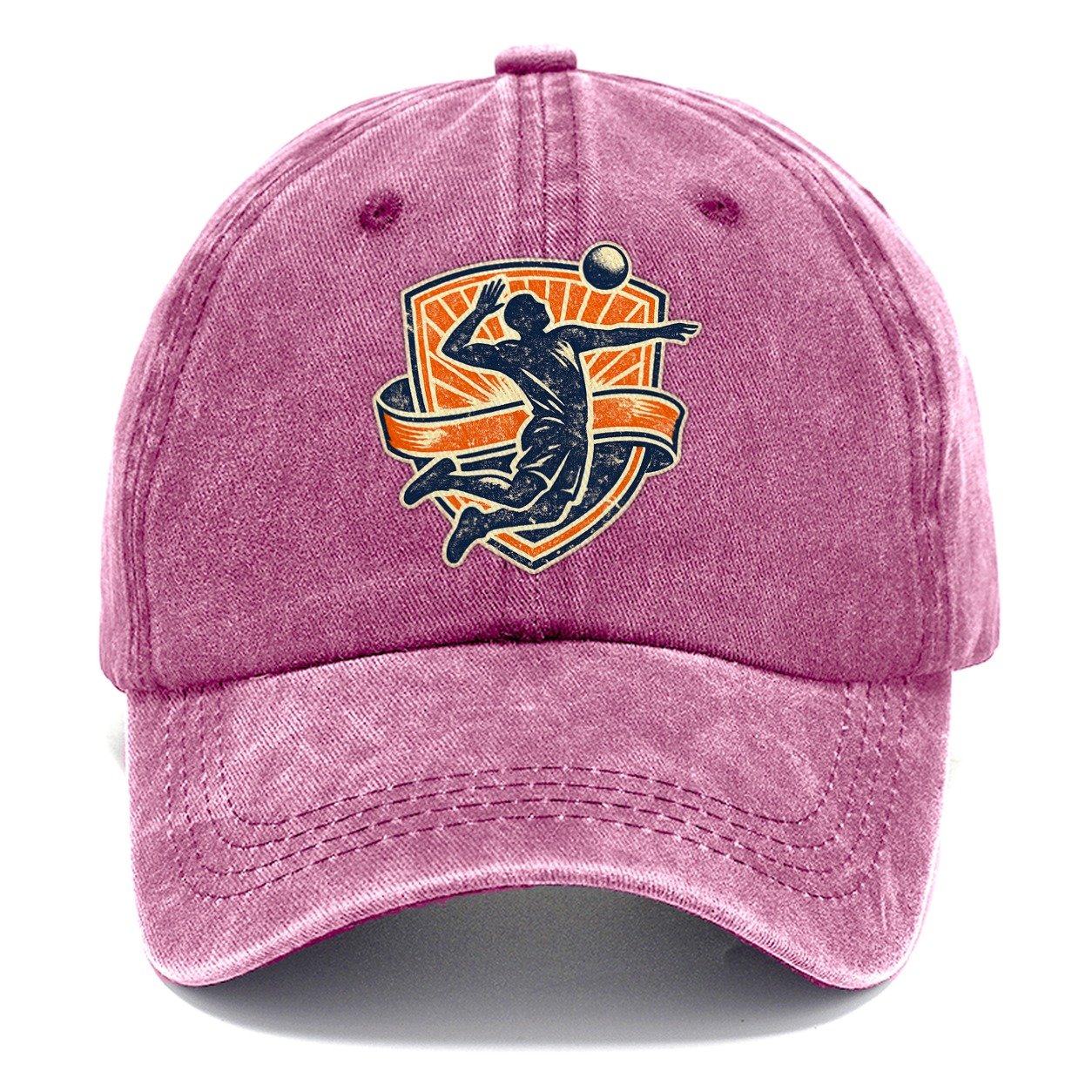 Retro Volleyball Spike Crest Classic Cap – Dusty Rose