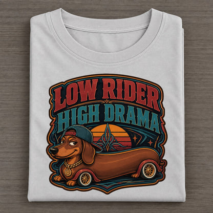Low Rider High Drama Dachshund Classic T-shirt – Grey