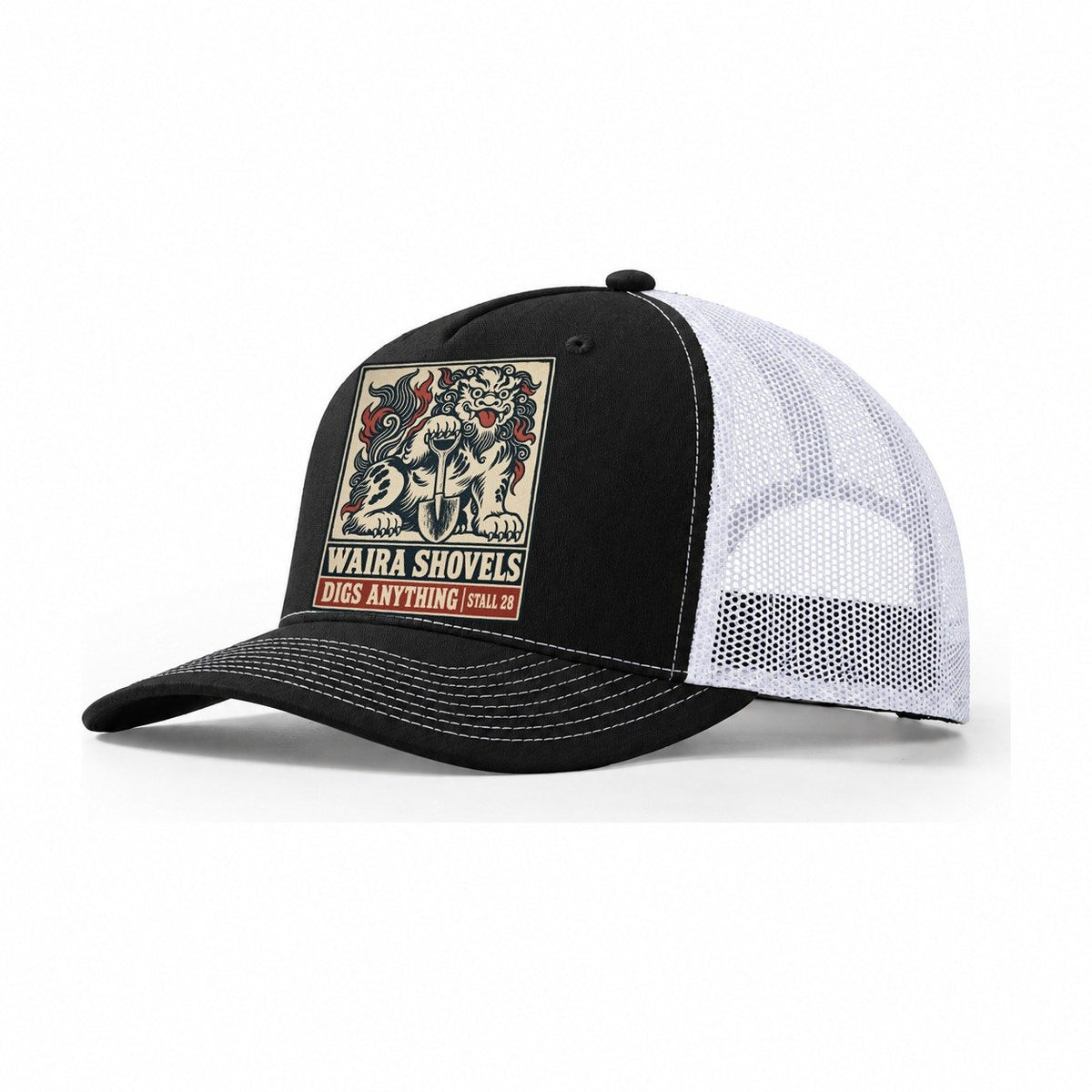 Waira Shovels Yokai Night Market Trucker Hat – Black White