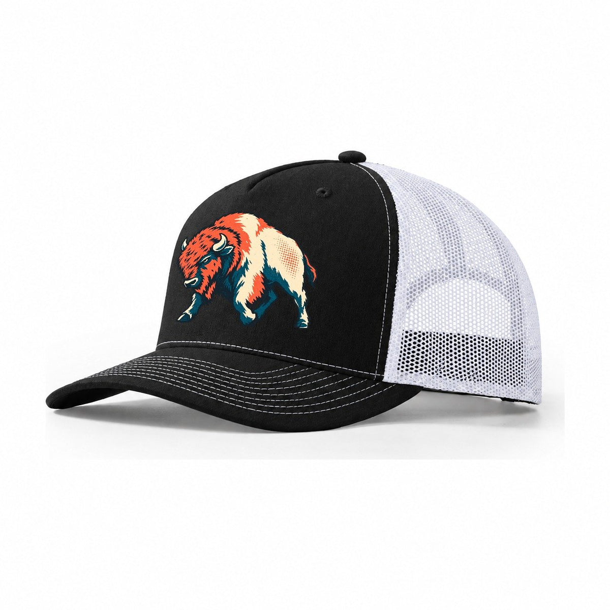 Bison Headwind Trucker Hat – Black White
