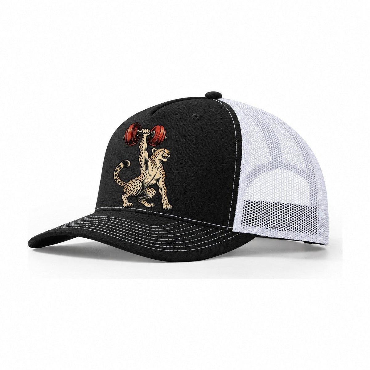 Cheetah Speed Reps Animal Lifters Trucker Hat – Black White