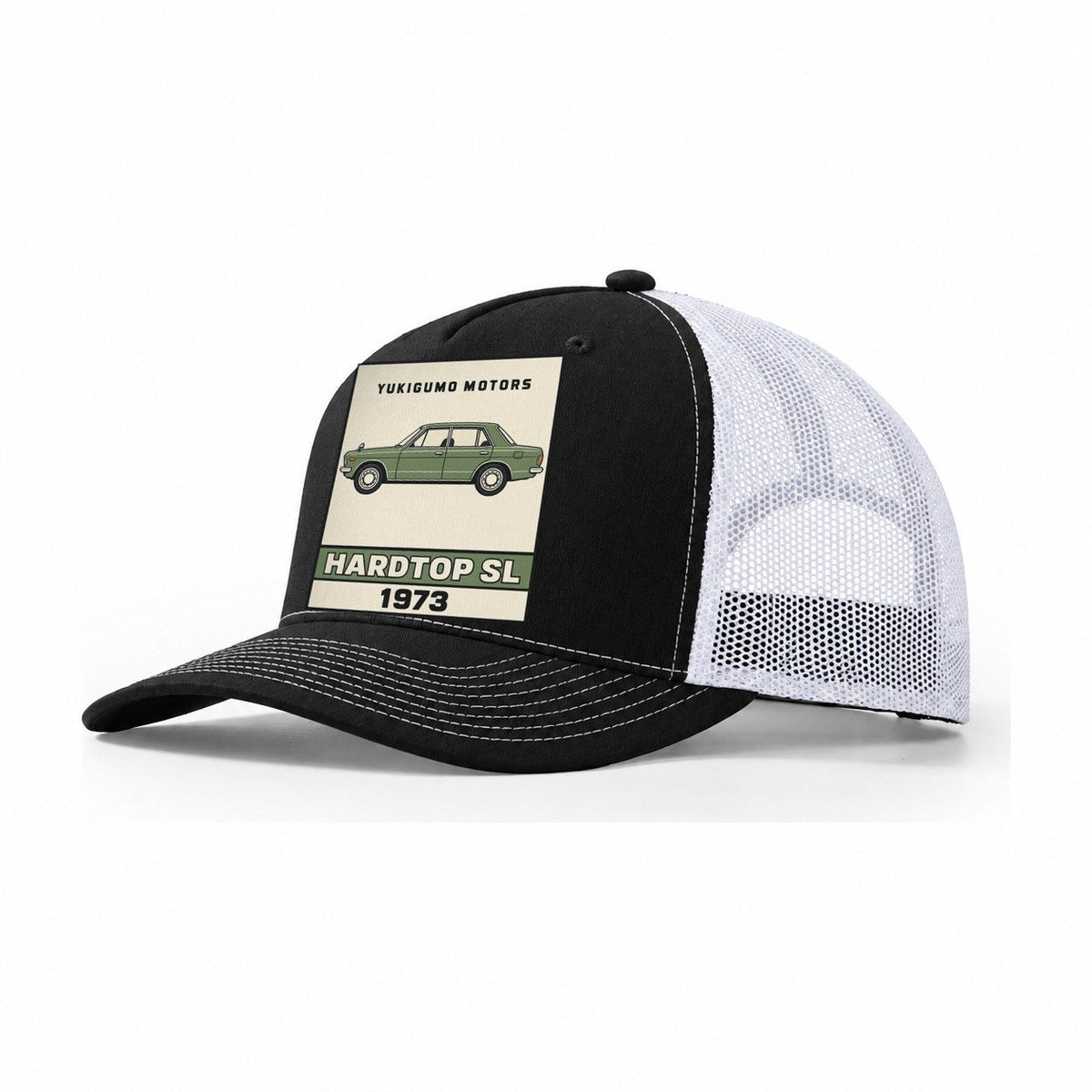 Yukigumo Hardtop Showa Speed Plates Trucker Hat – Black White