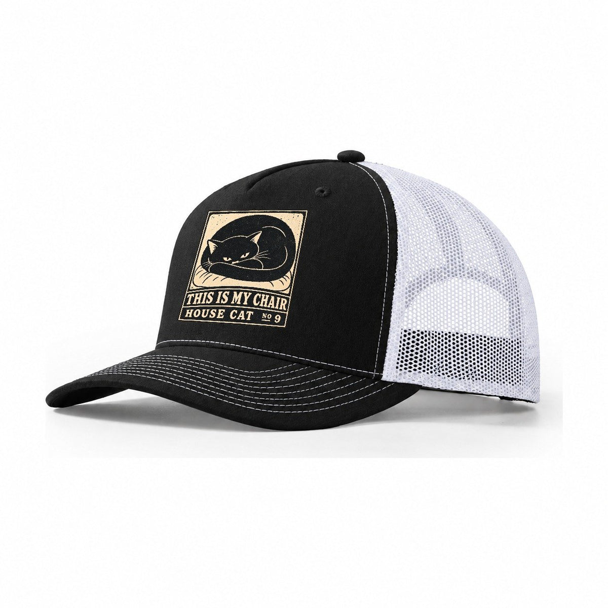 This Is My Chair Neko Says No Trucker Hat – Black White