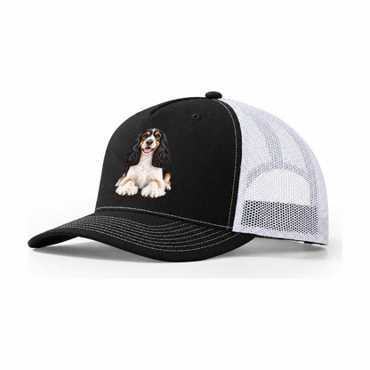 Tri Color Cocker Spaniel Trucker Hat – Black White
