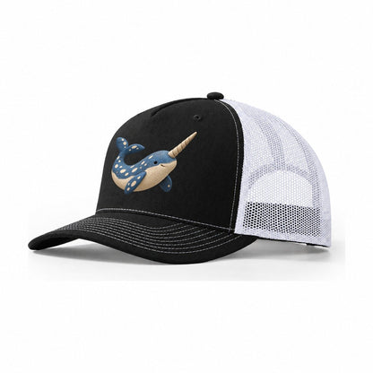 Narwhal Quiet Turn Trucker Hat – Black White