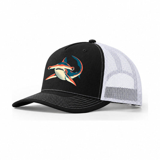 Hammerhead Side Sweep Trucker Hat – Black White