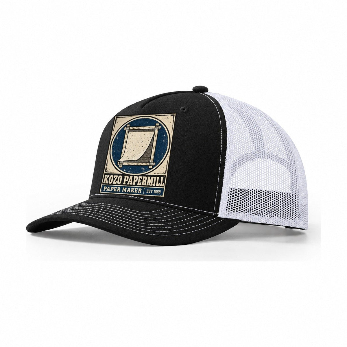 Kozo Paper Mill Noren Trade Co Trucker Hat – Black White