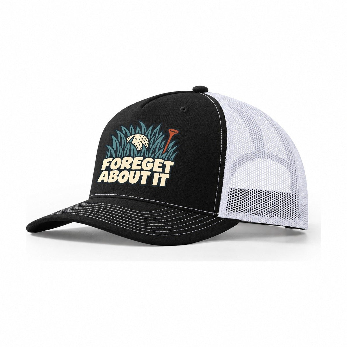 Foreget About It Familiar Punchlines Trucker Hat – Black White