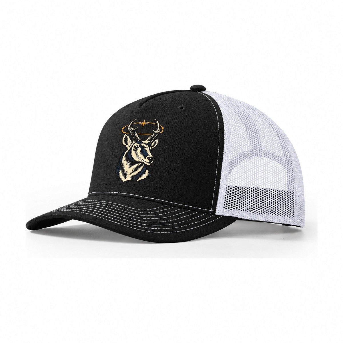 Pronghorn Orbit Horns Sundown Familiars Trucker Hat – Black White