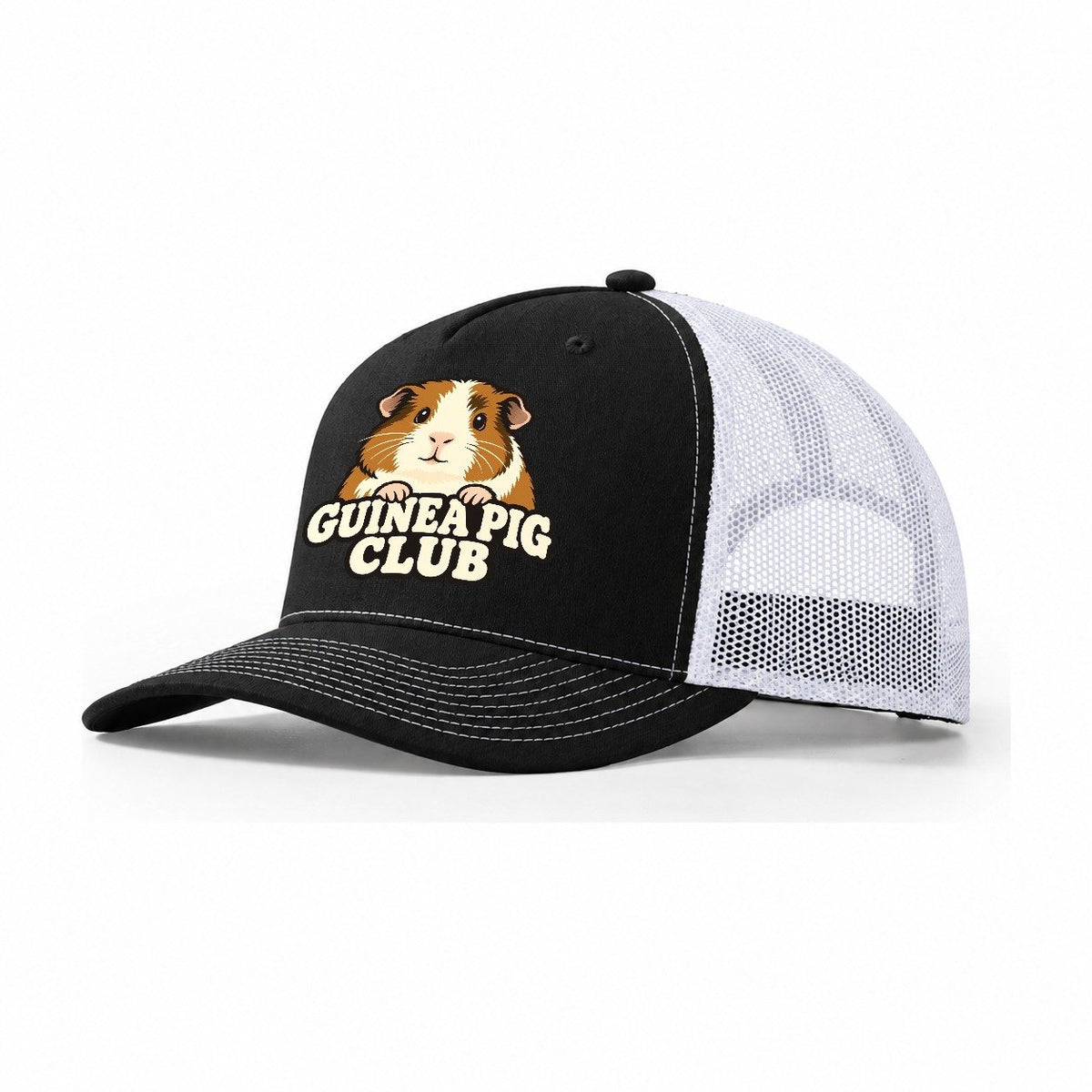 Guinea Pig Club Small Pet Logos Trucker Hat – Black White