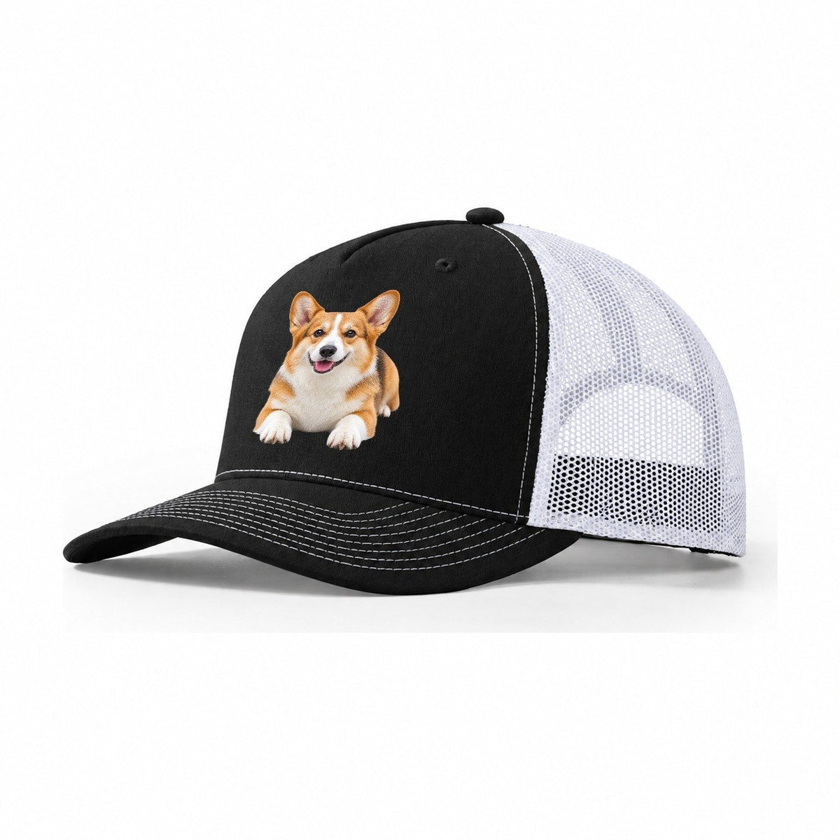 Pembroke Welsh Corgi Lying Down Top Breeds Trucker Hat – Black White