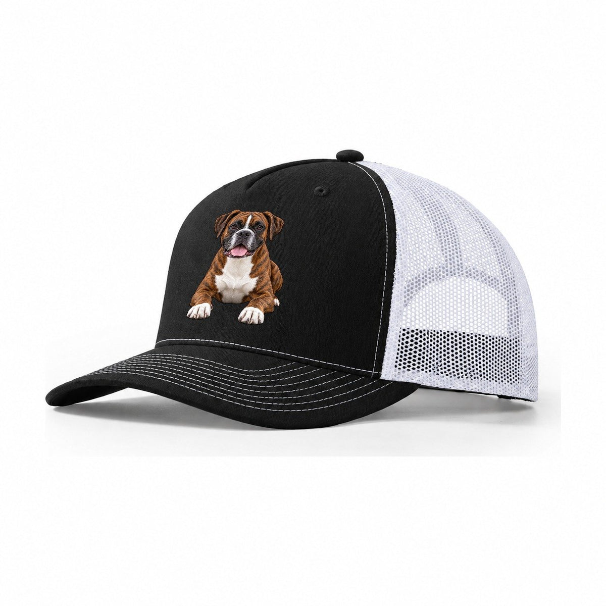 Brindle Boxer Trucker Hat – Black White