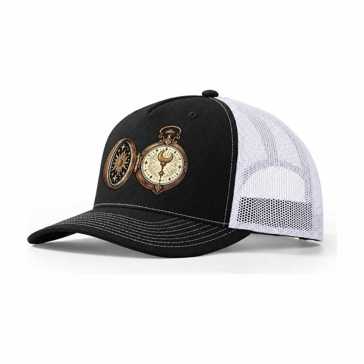 Night Watch Pocketwatch Sundown Familiars Trucker Hat – Black White