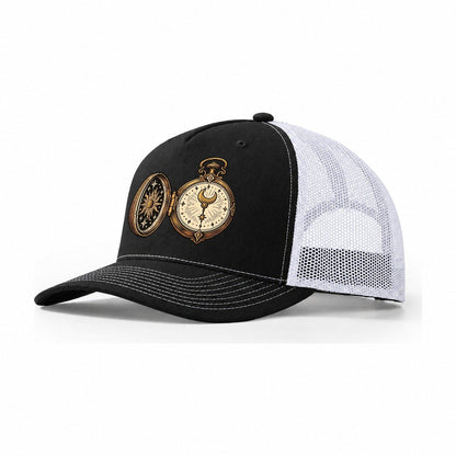 Night Watch Pocketwatch Sundown Familiars Trucker Hat – Black White