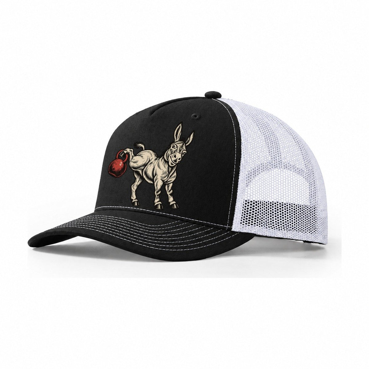 Donkey Kickbacks Animal Lifters Trucker Hat – Black White