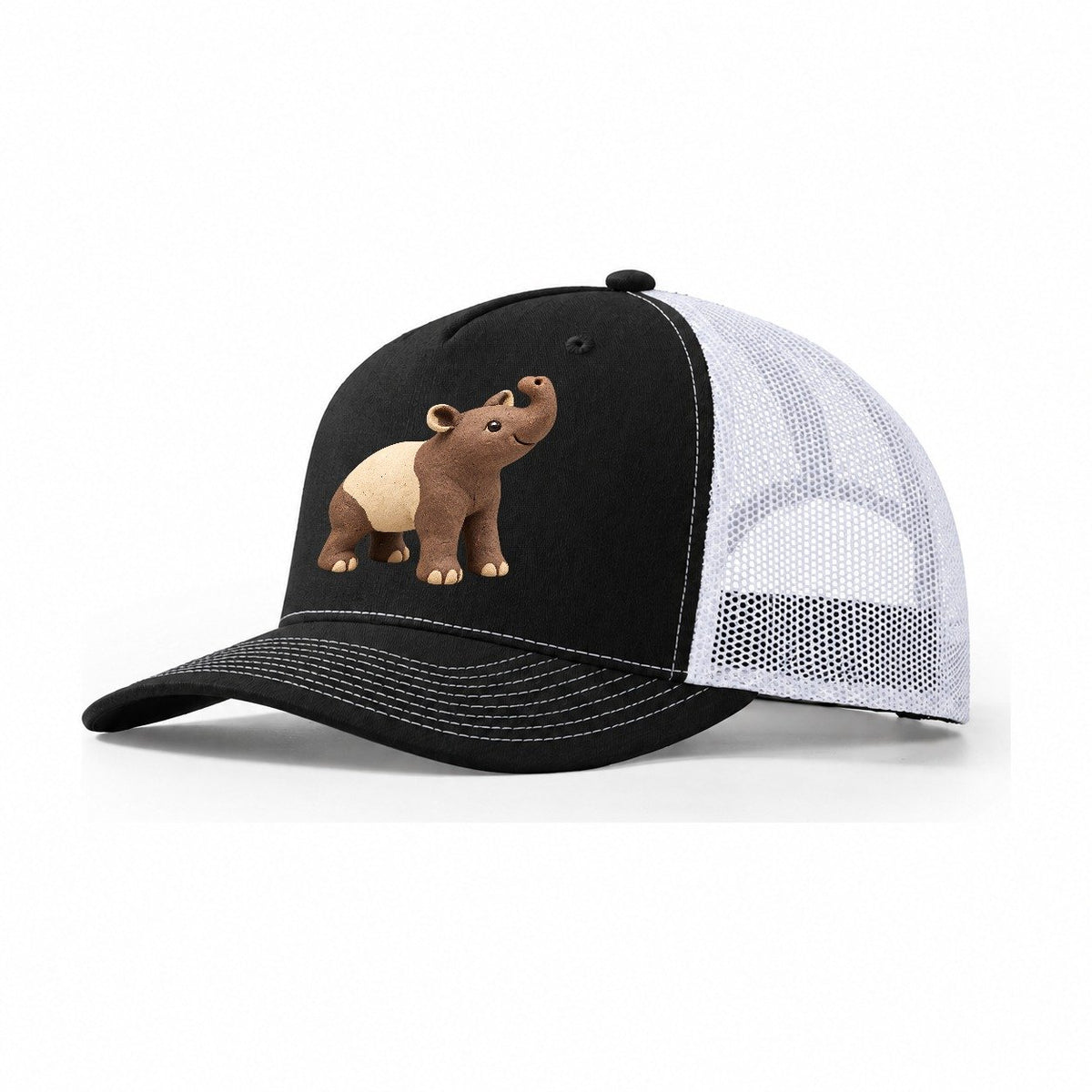 Tapir Nose Curl Trucker Hat – Black White