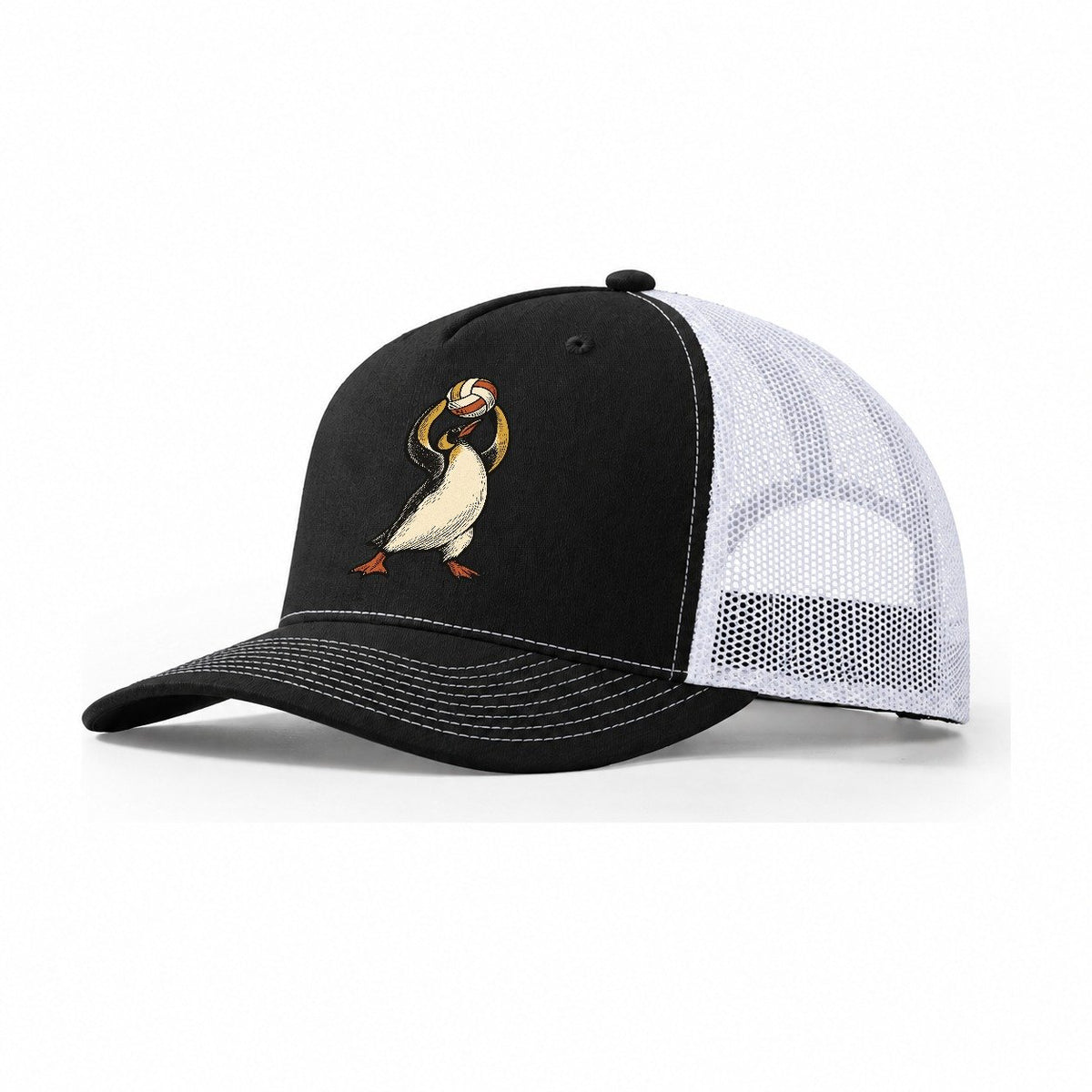Penguin Volleyball Setter Sundown Familiars Trucker Hat – Black White