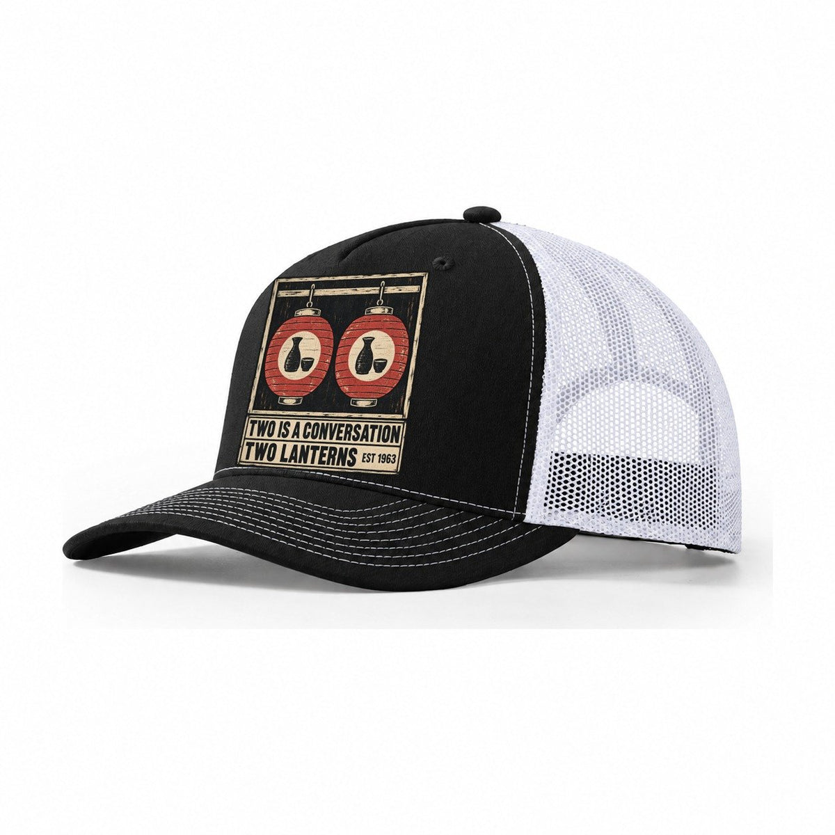 Two Lanterns Izakaya Rules Trucker Hat – Black White