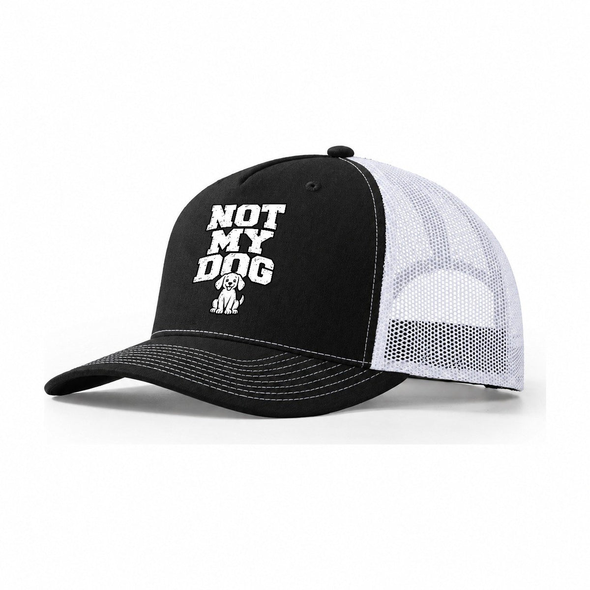 Not My Dog Trucker Hat – Black White