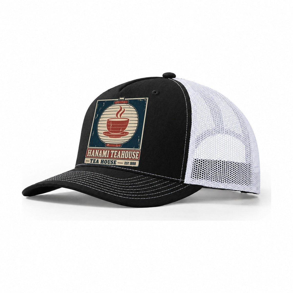 Hanami Tea House Noren Trade Co Trucker Hat – Black White