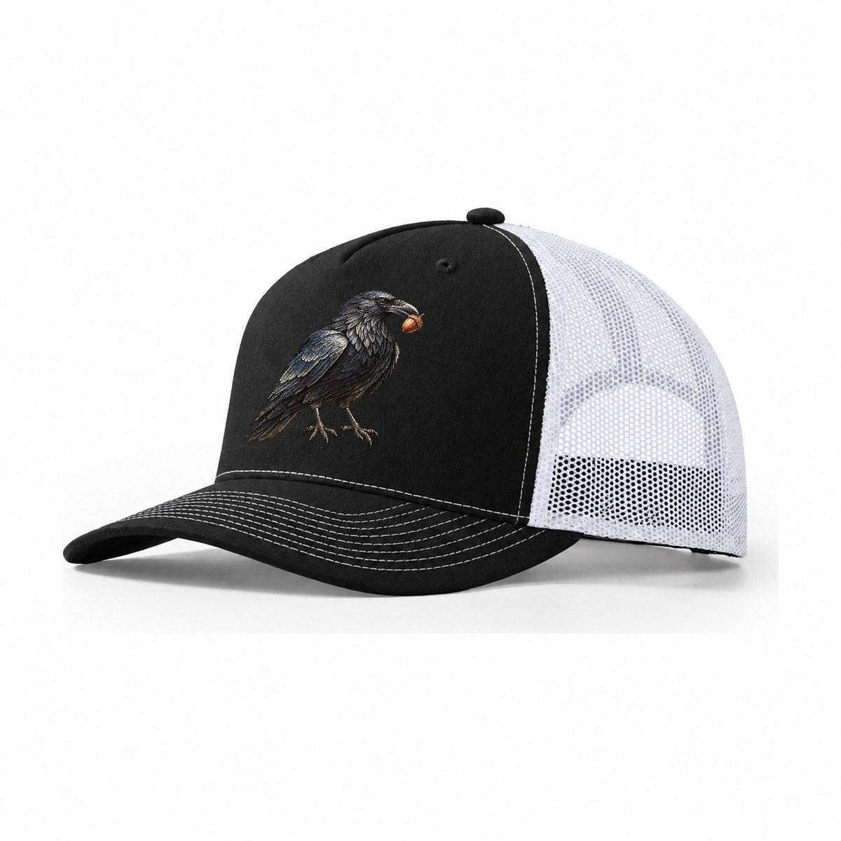 Raven With Acorn Everyday Originals Trucker Hat – Black White
