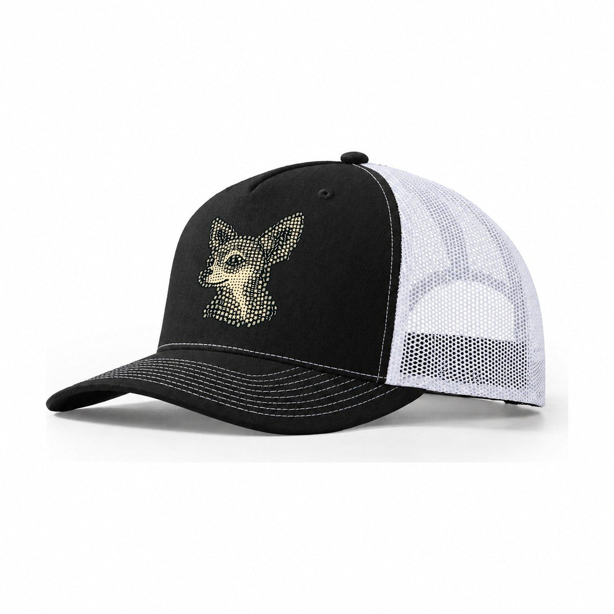 Chihuahua Side Glance Trucker Hat – Black White