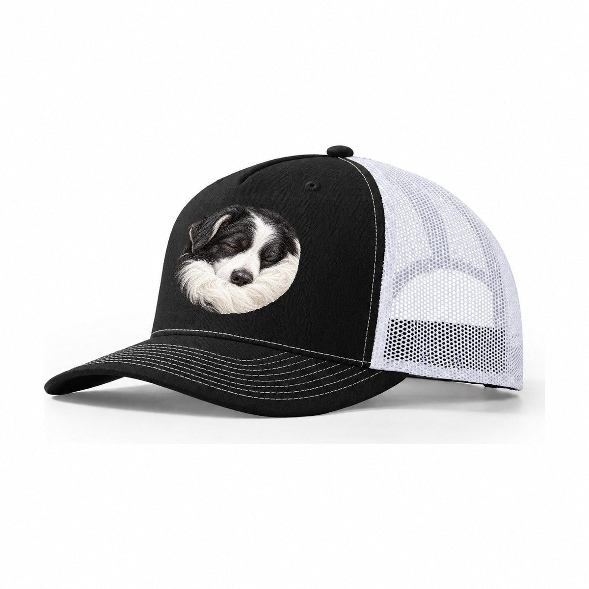 Border Collie Ruff Tuck Pastimes Companions Trucker Hat – Black White