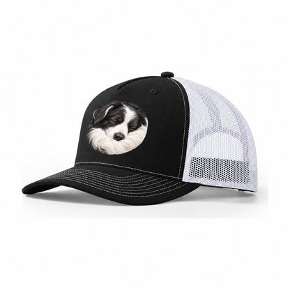 Border Collie Ruff Tuck Pastimes Companions Trucker Hat – Black White