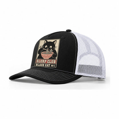 Black Cat Shoyu Slurp Club Trucker Hat – Black White