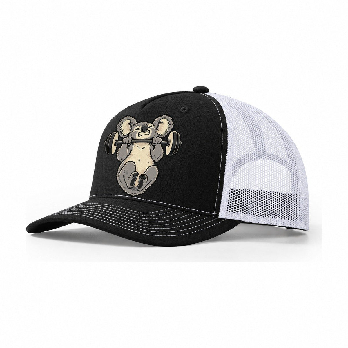 Koala Pull Ups Animal Lifters Trucker Hat – Black White