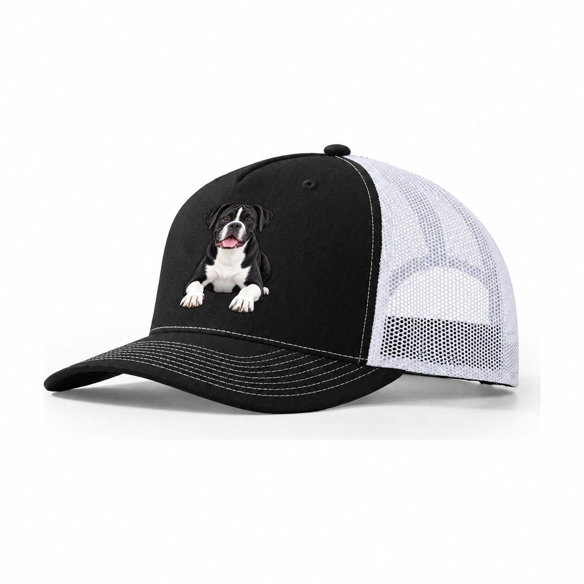 Black And White Boxer Trucker Hat – Black White