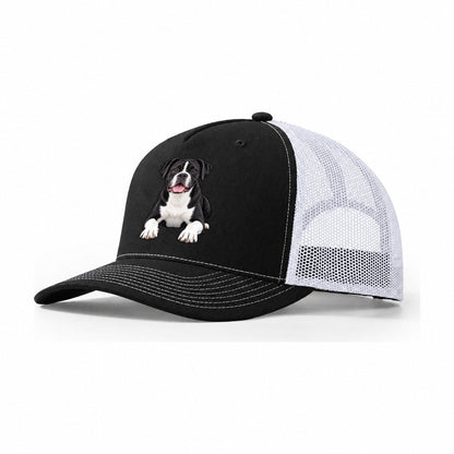 Black And White Boxer Trucker Hat – Black White