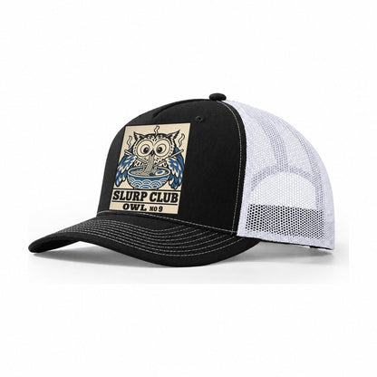 Owl Midnight Slurp Club Trucker Hat – Black White