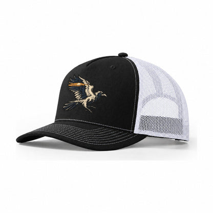 Raven Horizon Wing Sundown Familiars Trucker Hat – Black White