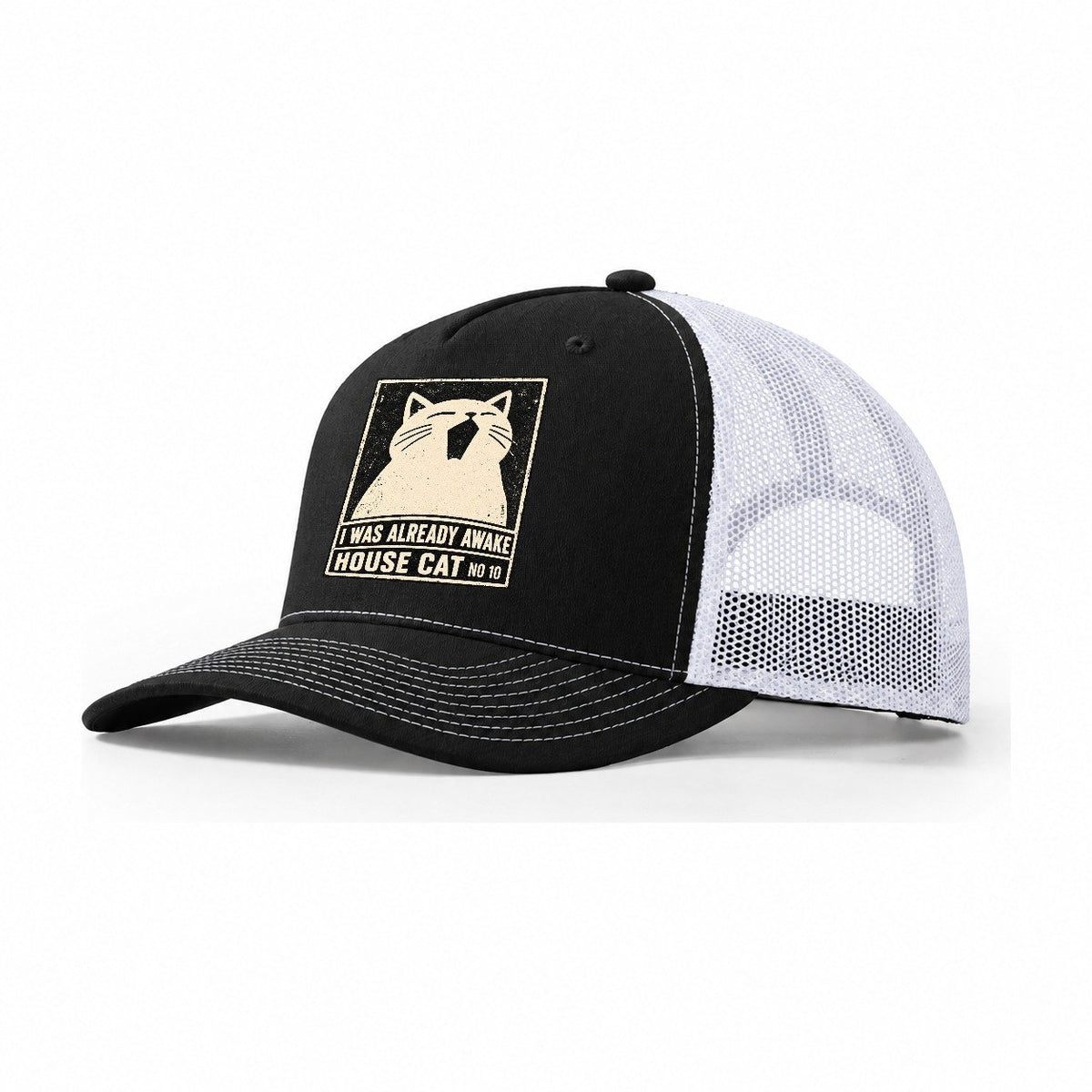 I Was Already Awake Neko Says No Trucker Hat – Black White