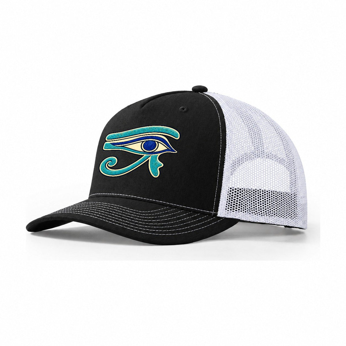 Wedjat In Blue Quiet Wards Heritage Trucker Hat – Black White