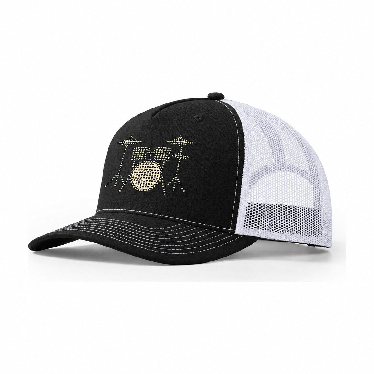 Drum Kit Beat Trucker Hat – Black White