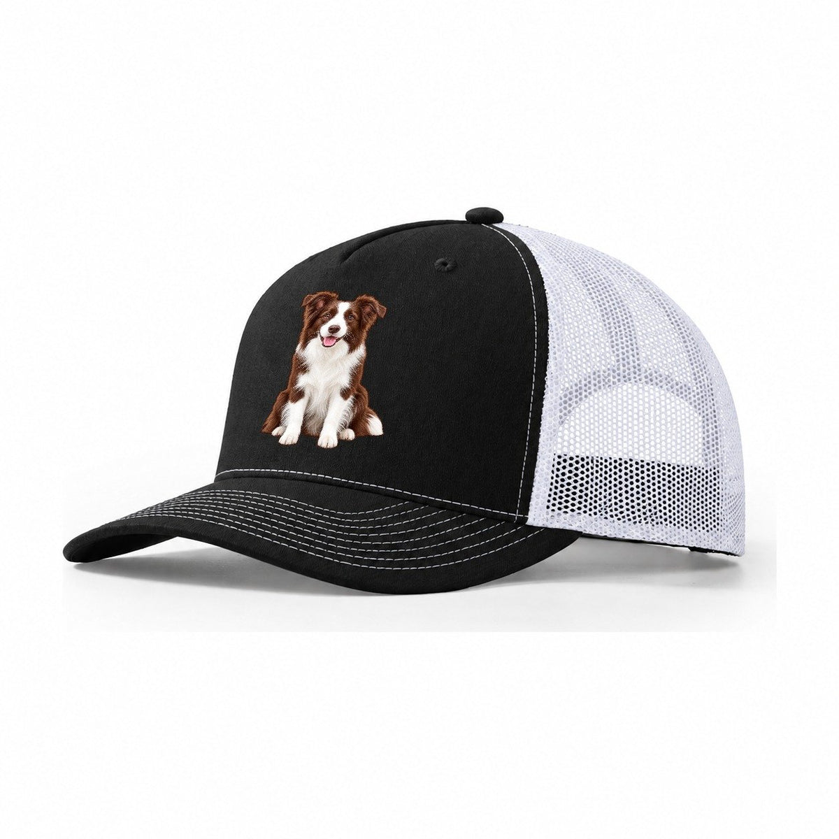 Brown And White Border Collie Trucker Hat – Black White