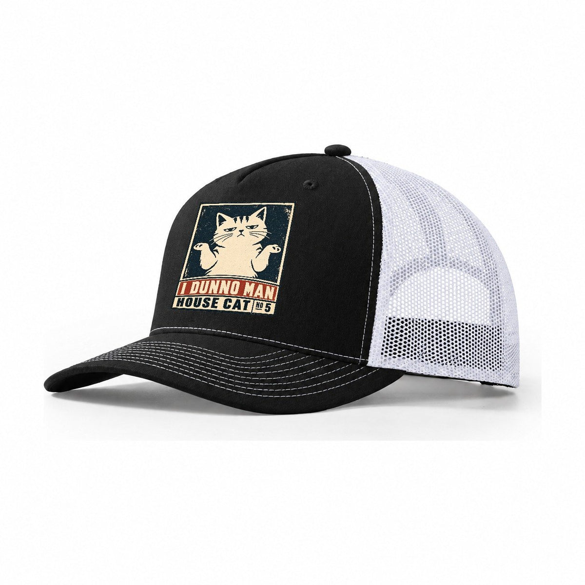 I Dunno Man Neko Says No Trucker Hat – Black White