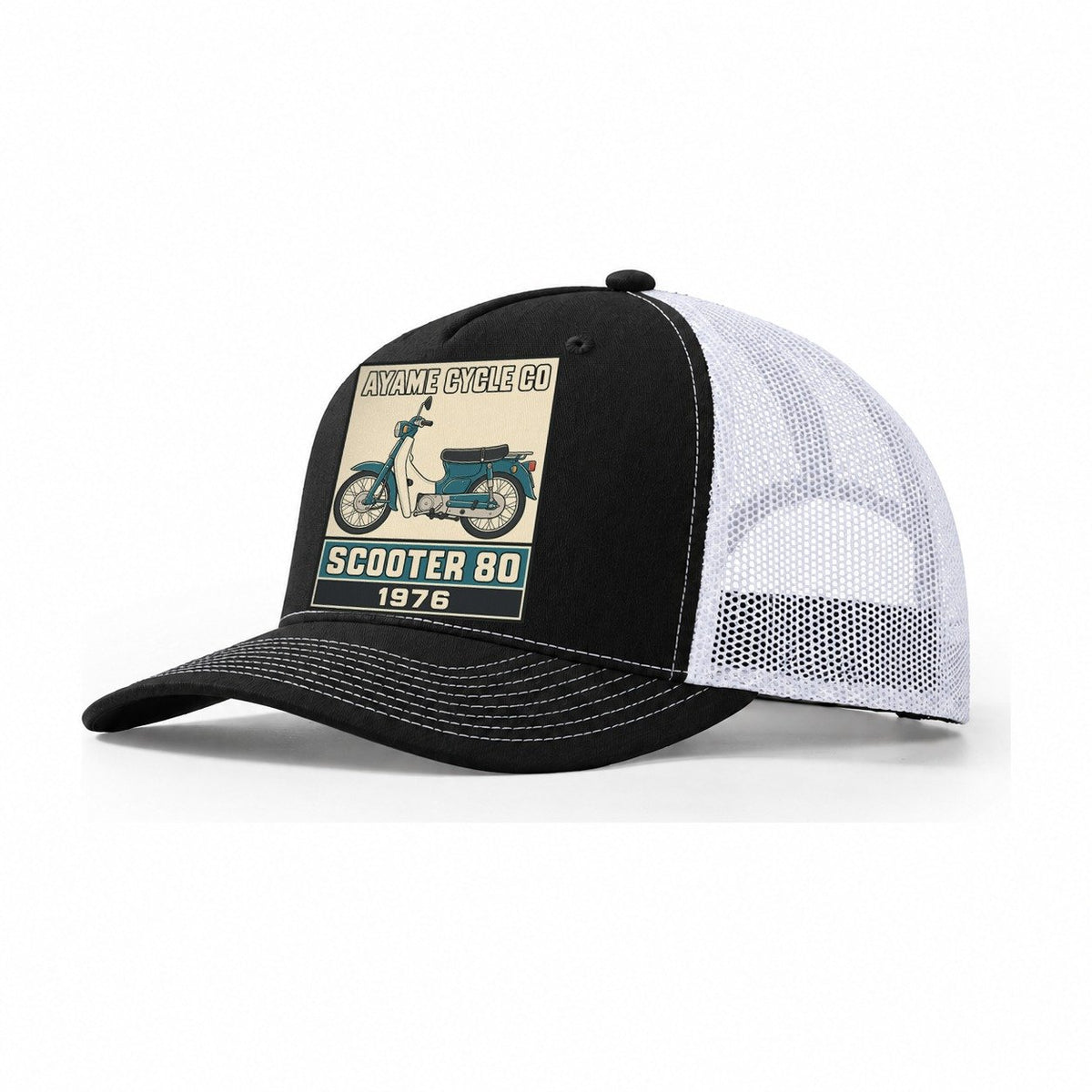 Ayame Scooter 80 Showa Speed Plates Trucker Hat – Black White