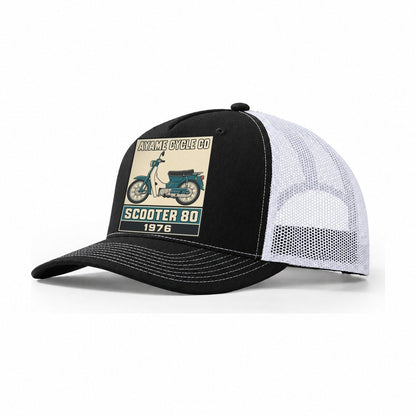 Ayame Scooter 80 Showa Speed Plates Trucker Hat – Black White