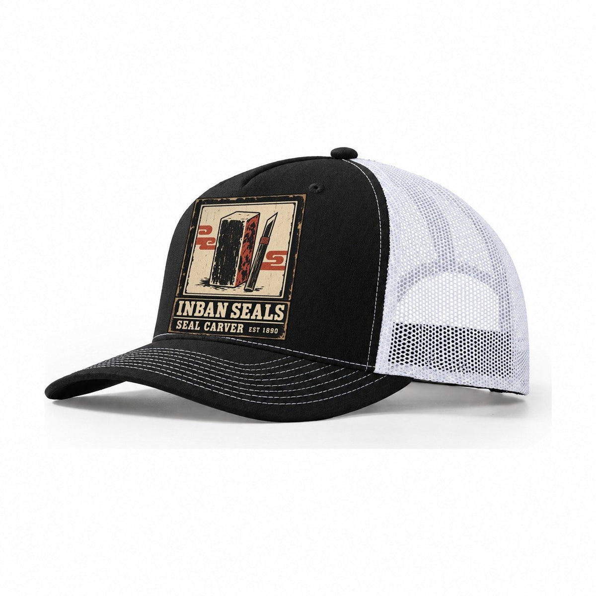 Inban Seal Carvers Noren Trade Co Trucker Hat – Black White