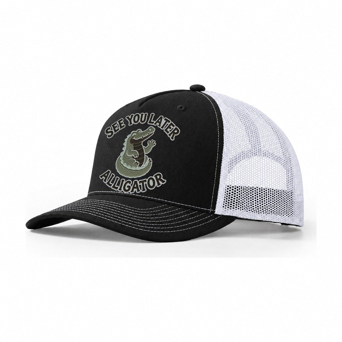 Alligator Animal Puns Trucker Hat – Black White