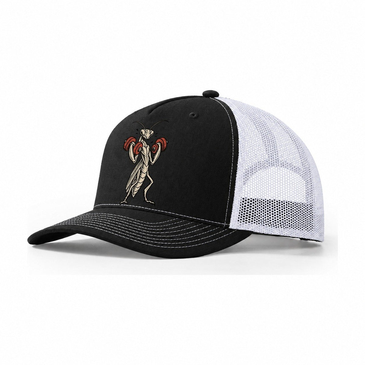 Mantis Double Curl Animal Lifters Trucker Hat – Black White