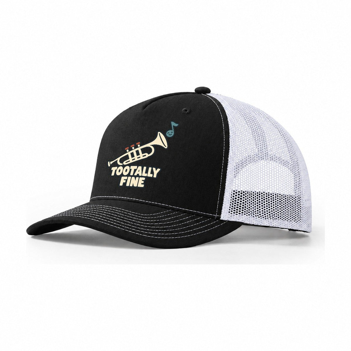 Tootally Fine Familiar Punchlines Trucker Hat – Black White