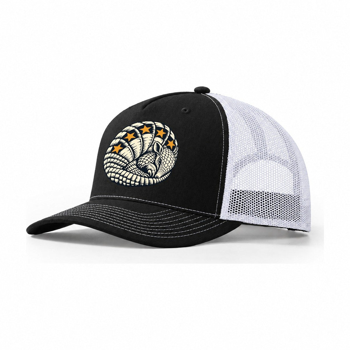 Armadillo Star Shell Sundown Familiars Trucker Hat – Black White