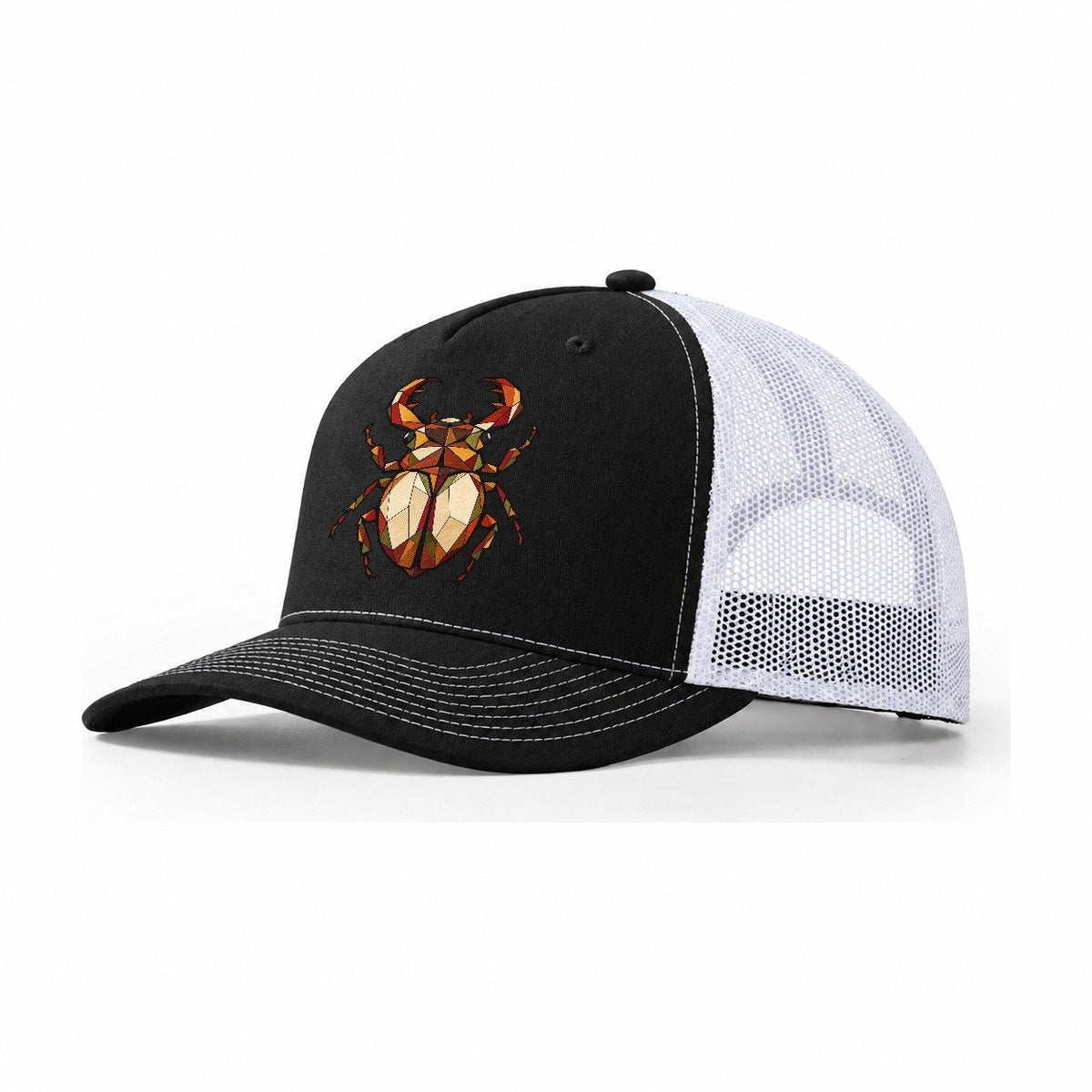 Stag Beetle Wildwood Mosaic Trucker Hat – Black White
